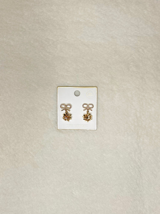 Gold Wrapping Ribbons Bow Earrings