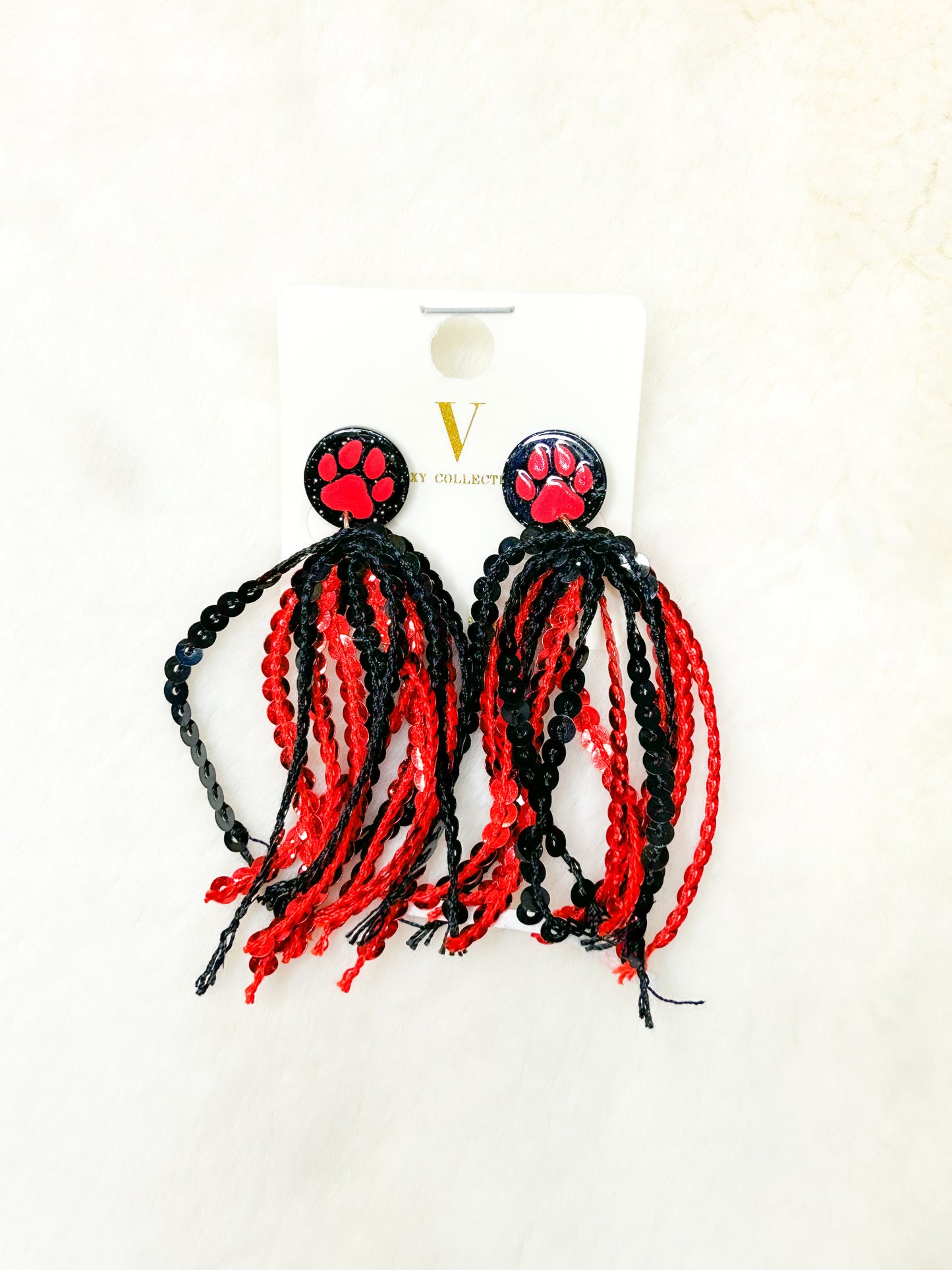 Sequin Fringe Game Day Earrings