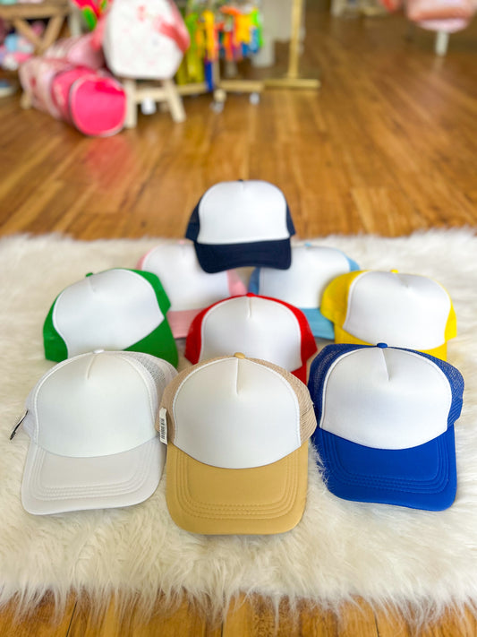 Two Tone Mesh Back High Crown Foam Trucker Hat