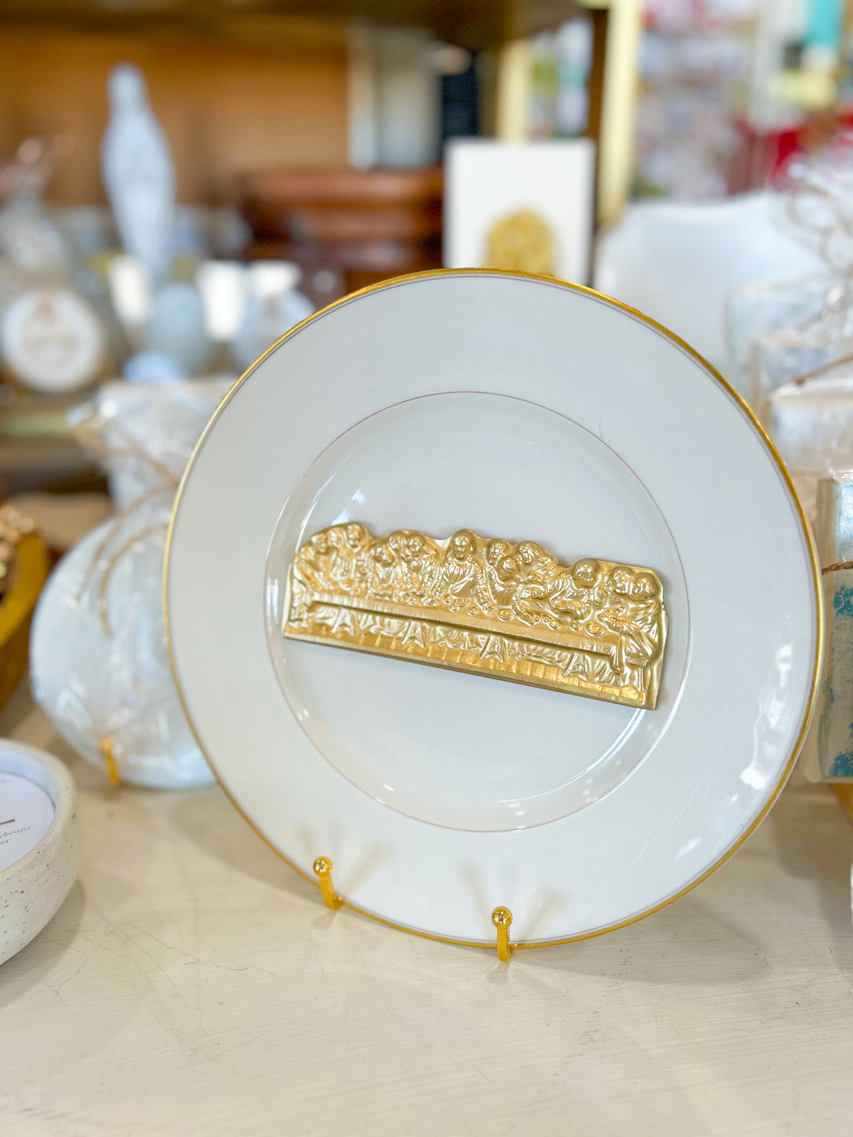 Gold Gather in His Name- Last Supper Ivory Plate