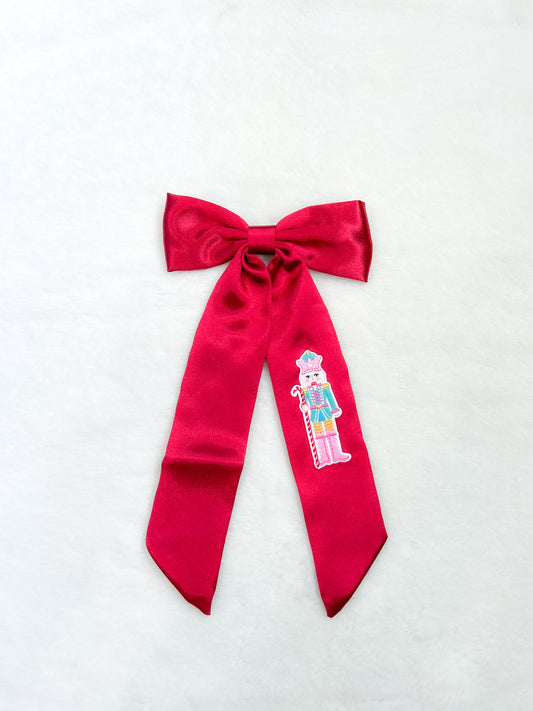 Silk Hanging Bow Candyland Nutcracker Red