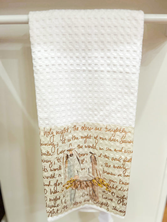 GA O Holy Night Nativity Hand Towel