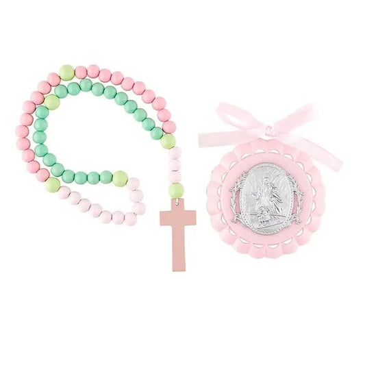 Angel Crib Rosary Set Pink