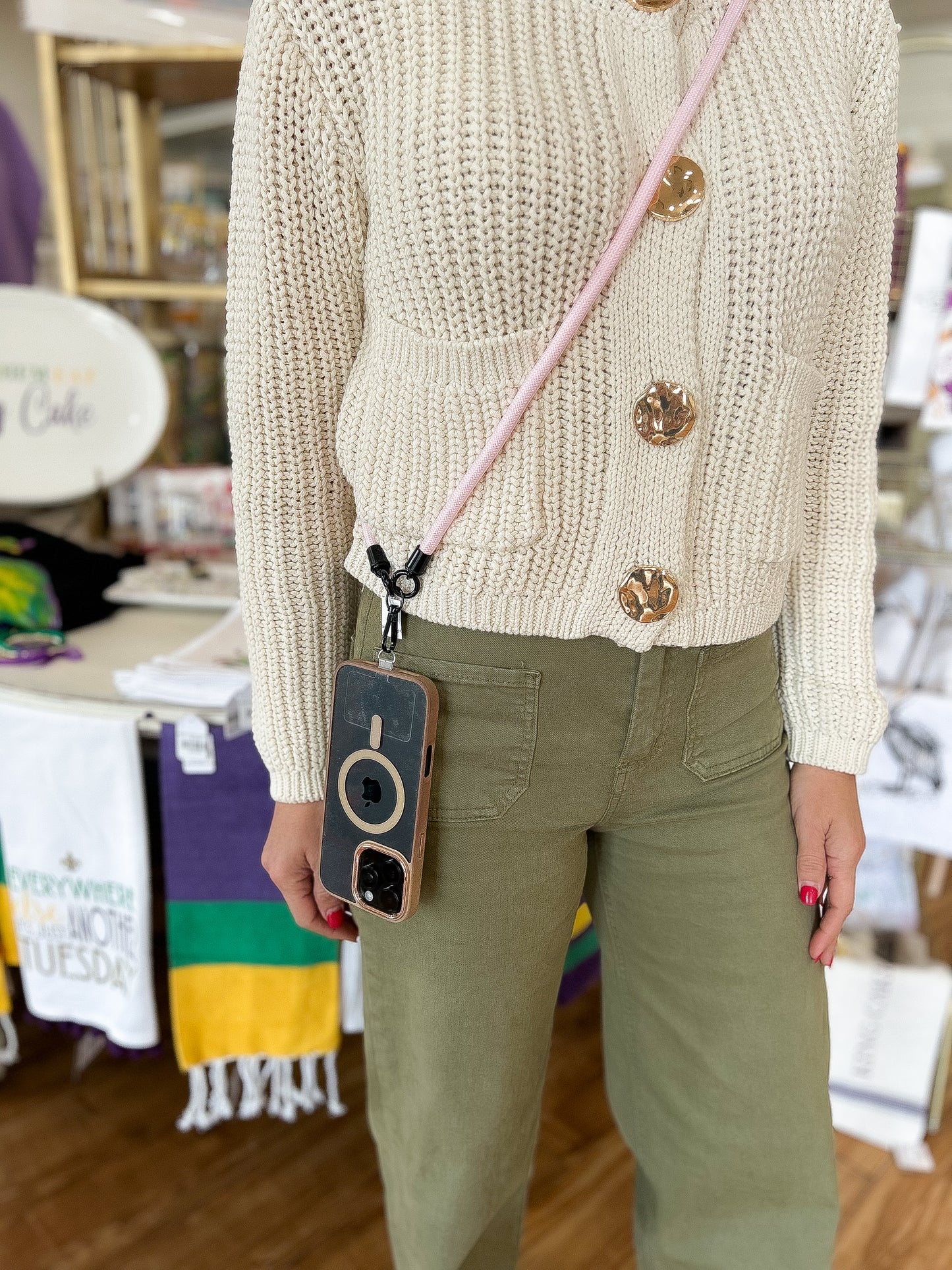 Crossbody Phone Strap- Pink