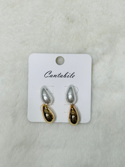Teardrop Gold & Pearl Stud Earrings Pack