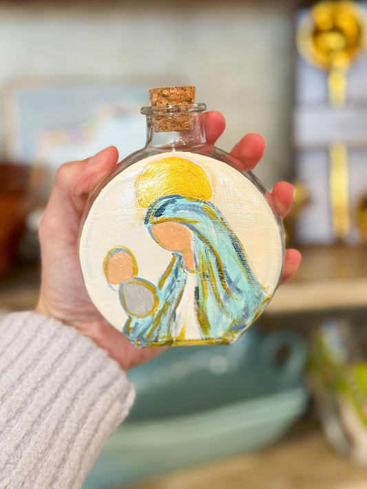 Our Lady of Tender Love Holy Water Container- Clear Glass