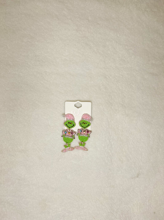 Festive Grinch Dangle Earrings