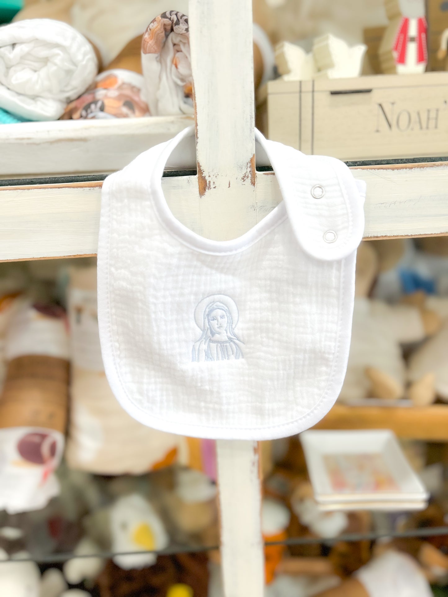 Mary Pray For Us Bib and Burp Cloth