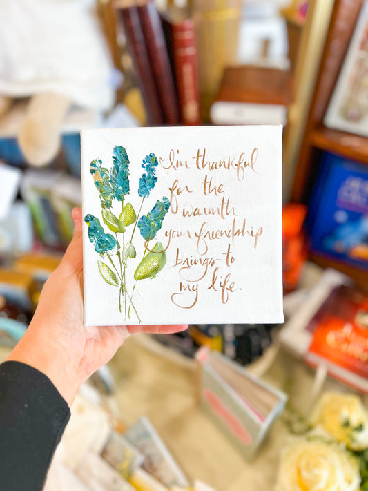 6x6 I'm Thankful Dark Blue Flowers