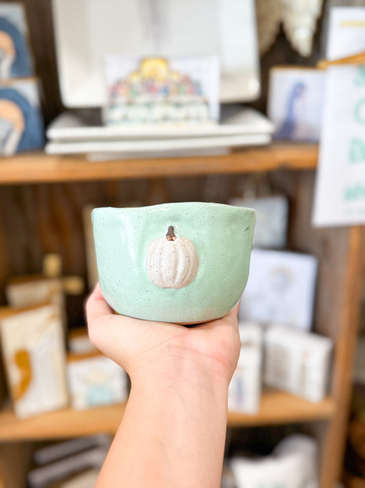 14oz Tiffany Blue Pumpkin Pottery Candle Fall Festival