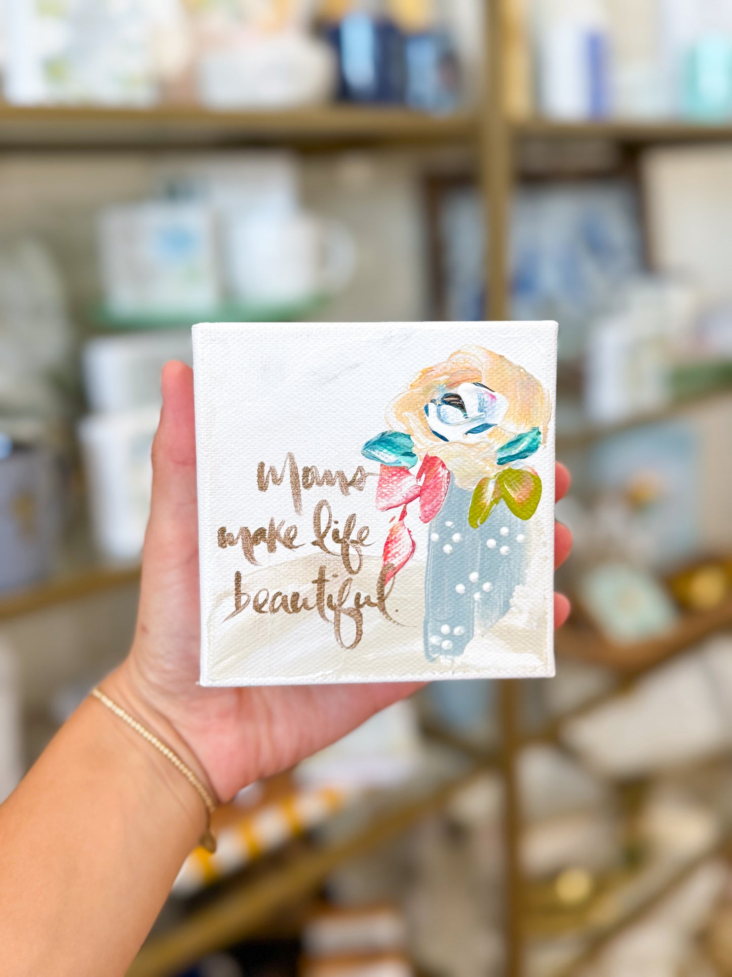4x4 Moms Make Life Beautiful Tan Rose
