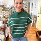 Striped Mock Neck Sweater-DK Green
