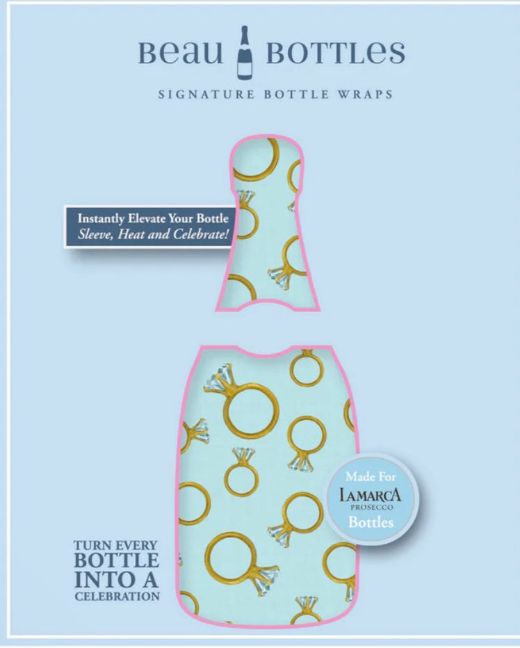 Beau Bottles Blue Engagement Ring- La Marca Edition Champagne Bottle Wrap