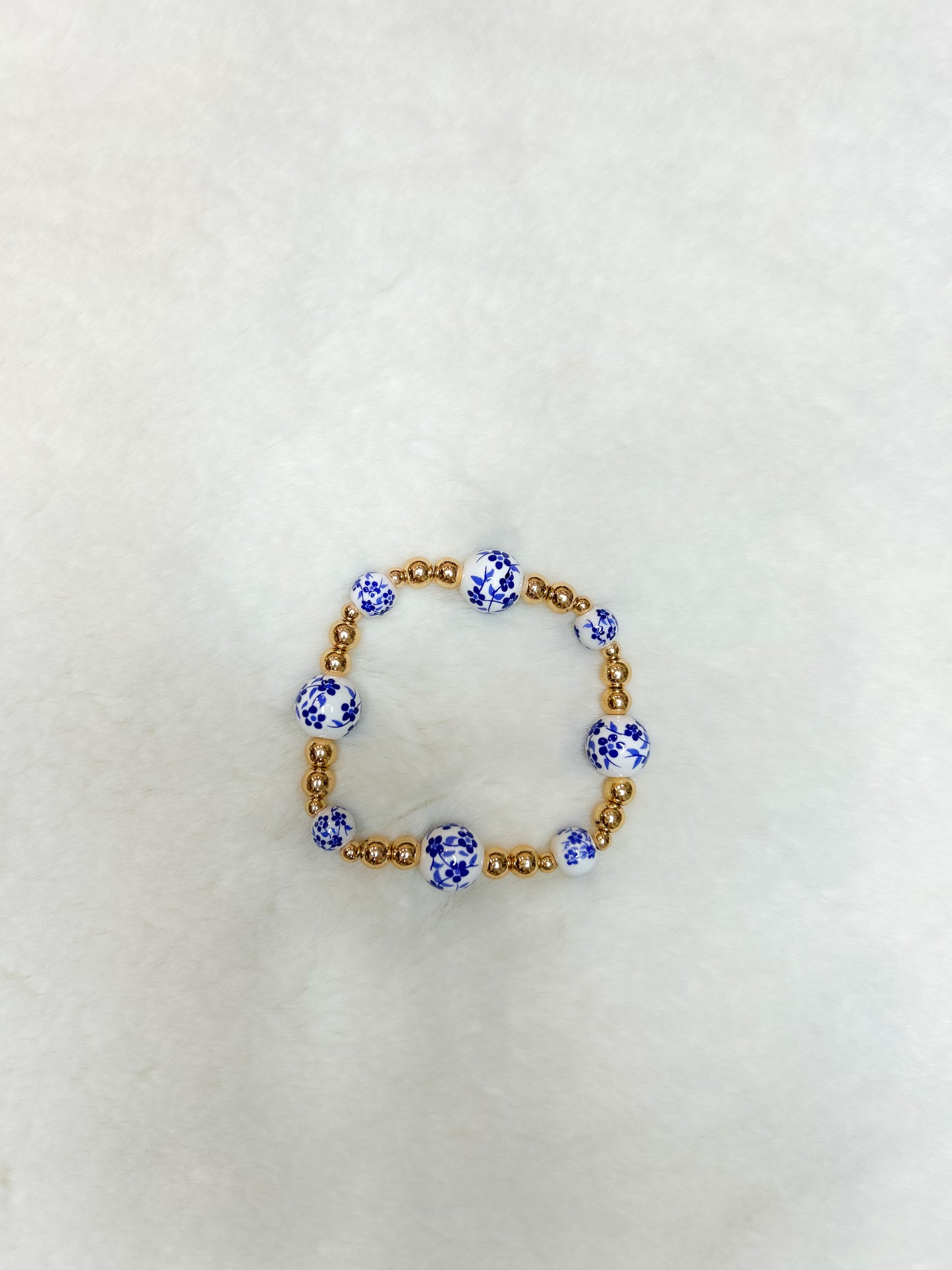 Blue Floral Beaded Bracelet