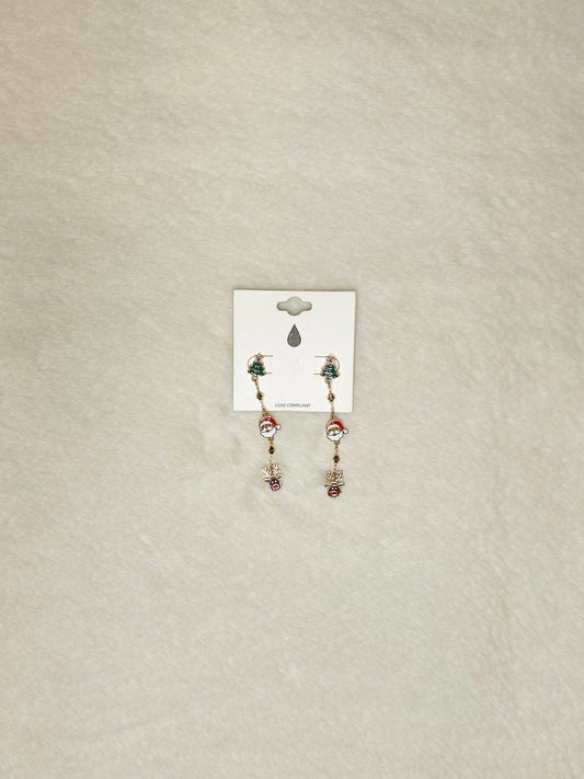 Mini Christmas Tree, Santa, Reindeer Dangle Earrings
