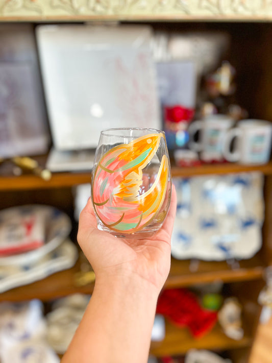 Shrimp Hand-Painted Wine Glasses