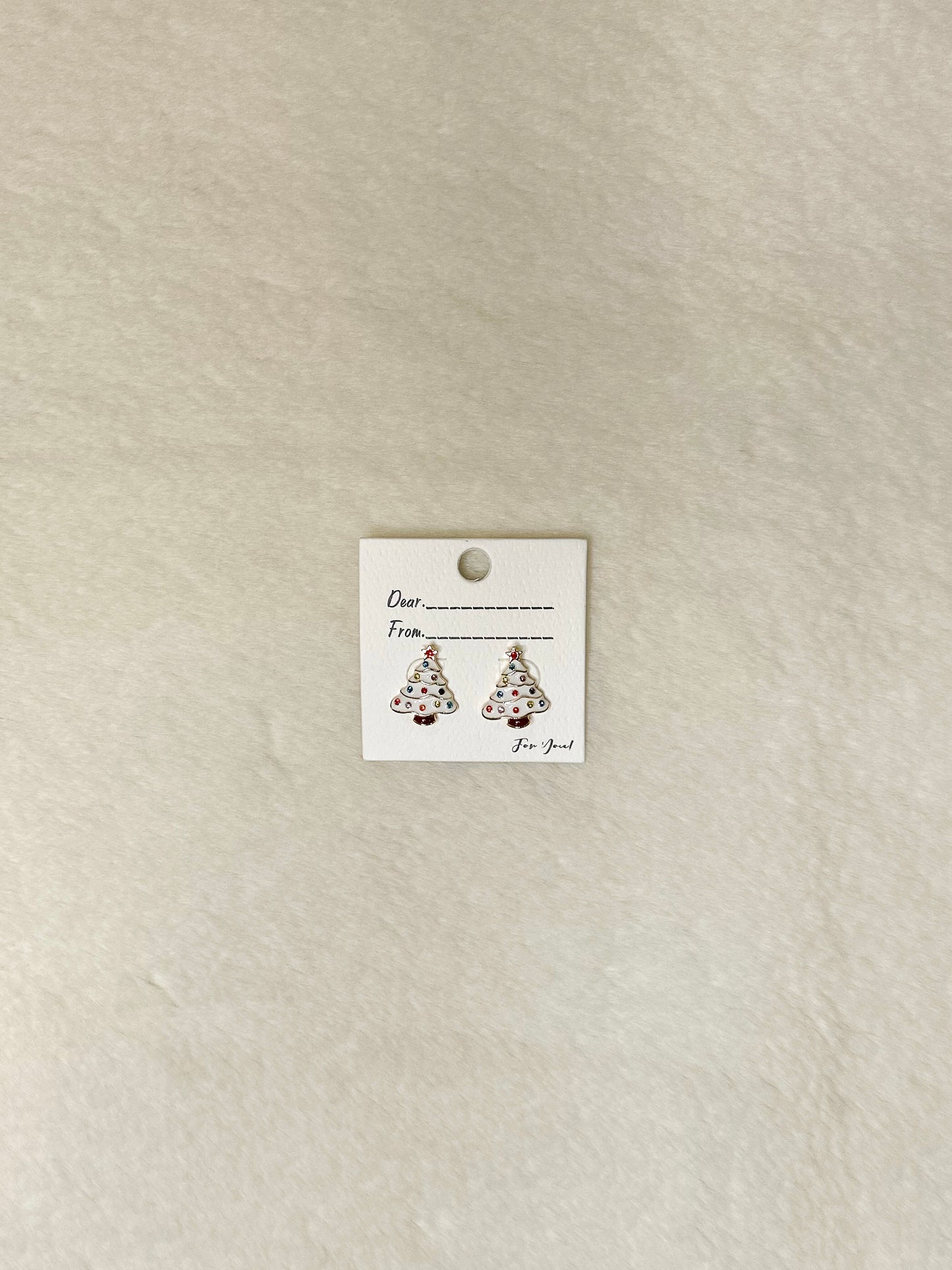 Star Bright White Christmas Tree Stud Earrings