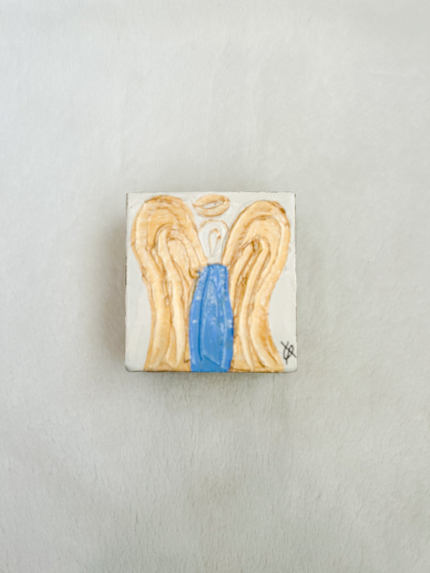 Angel of Comfort Mini Wood Block- Blue