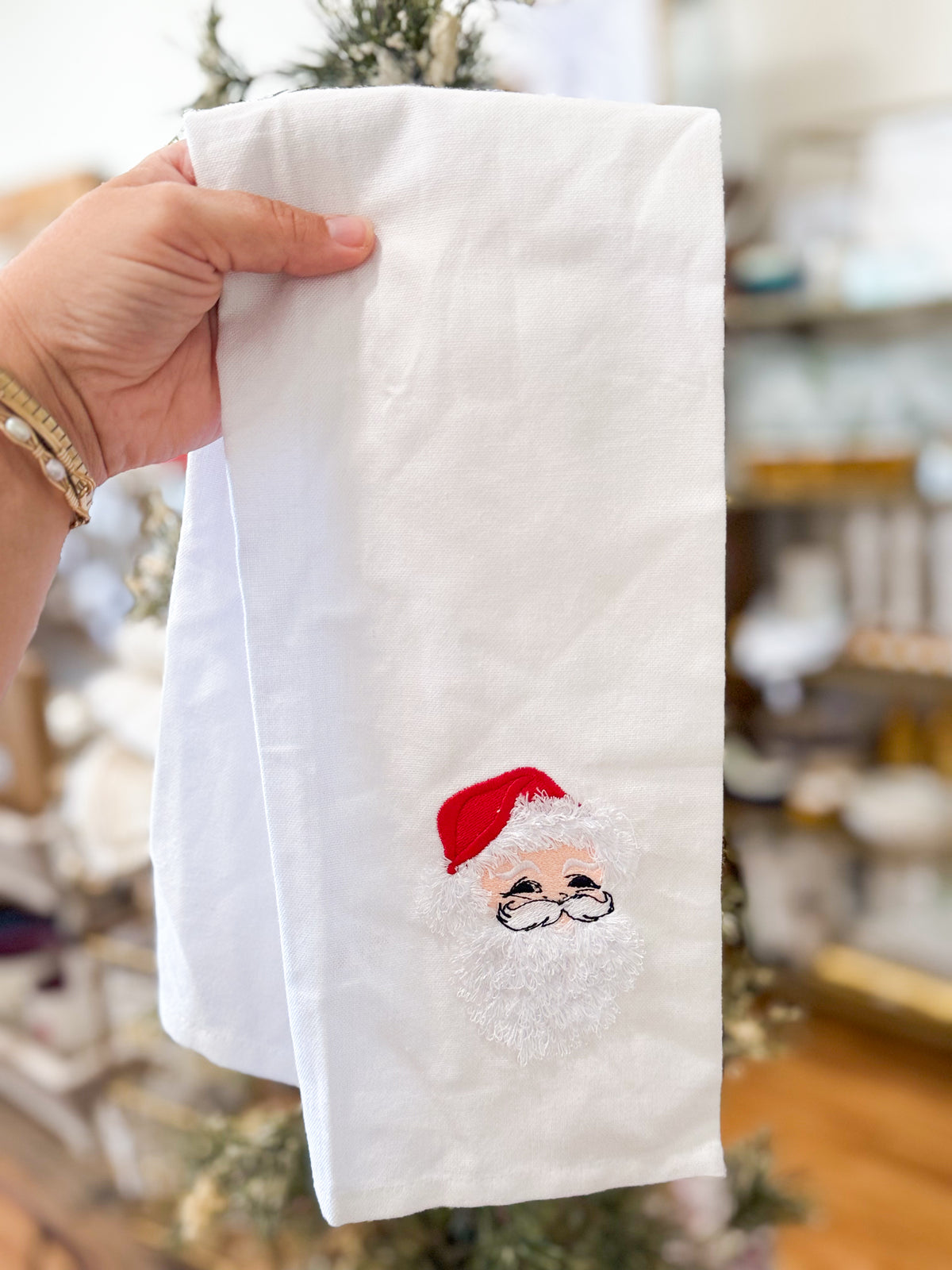 White Santa Hand Towel