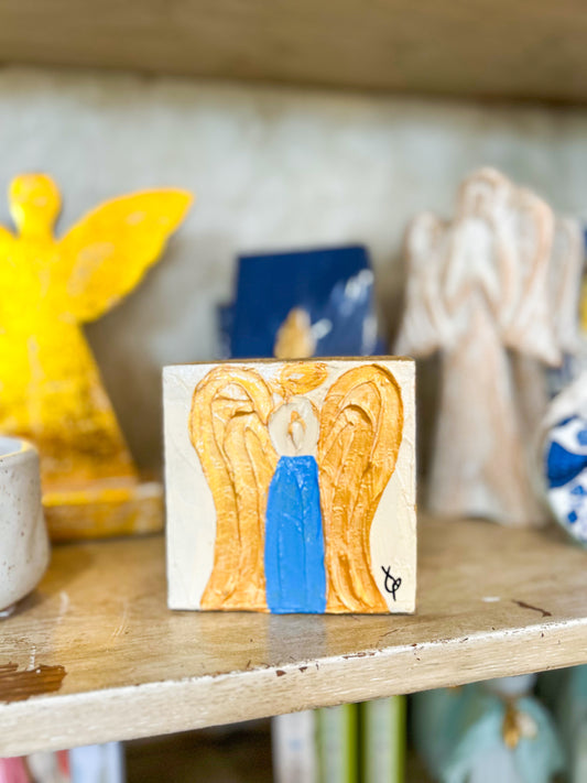 Angel of Comfort Mini Wood Block- Blue