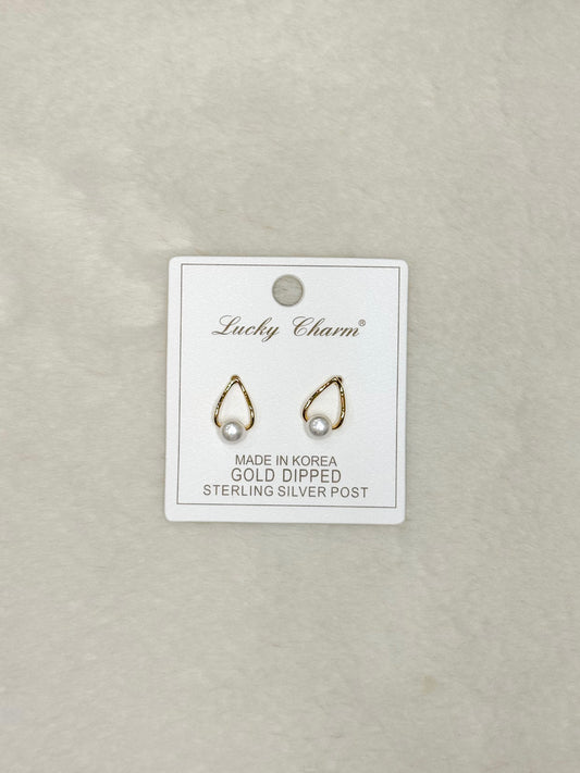 Pearl Teardrop Dangle Stud Earrings