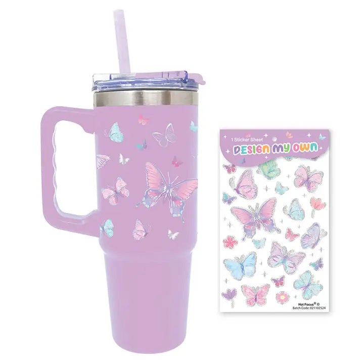 Stainless Steel Tumbler, Tie Dye Butterfly