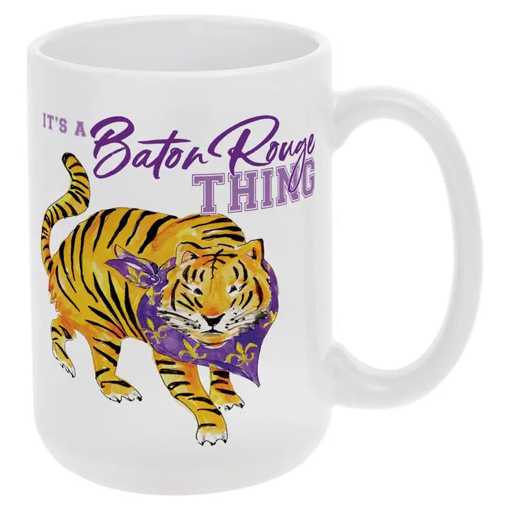 Purple Prowling Tiger Collegiate Ceramic Mug 15 oz.