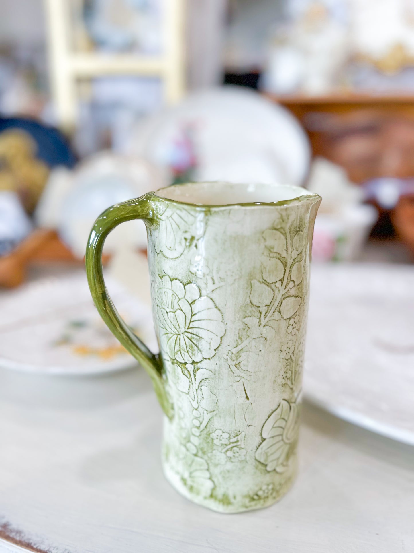 Olive Green Floral Holder