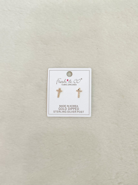 Alina Diamond Rhinestone Cross Earrings