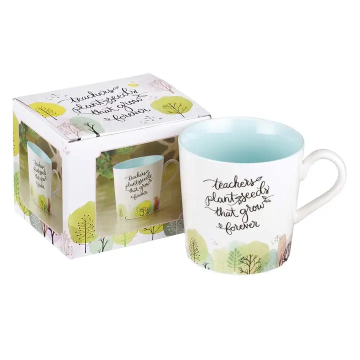 Mug Blue/White Trees Teacher Plant Seeds