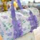 Lavender Ruffle Band Floral Butterfly Women Duffle Bag