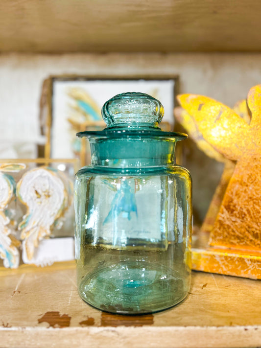 Large Turquoise Vintage Canister