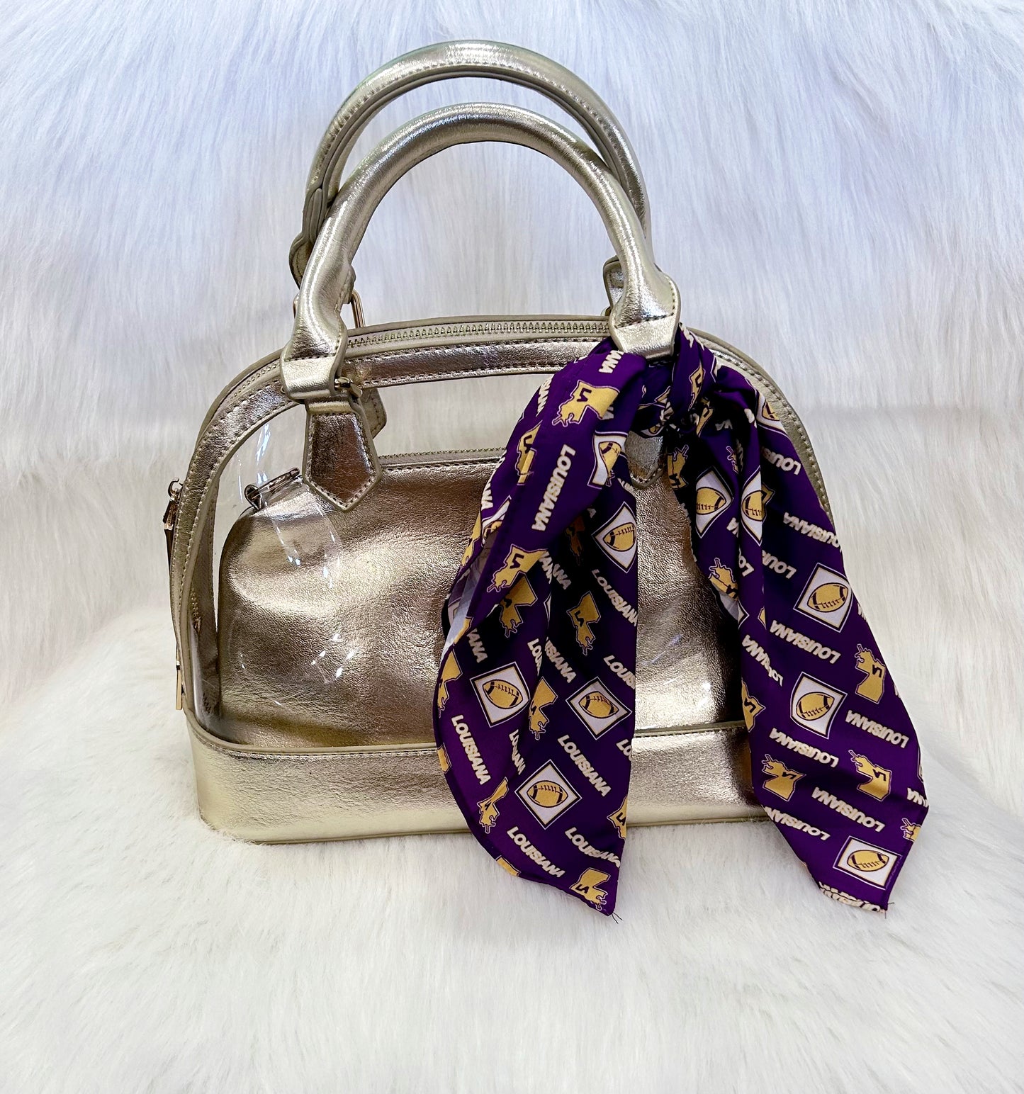 Purple/Gold Football Purse Scarf