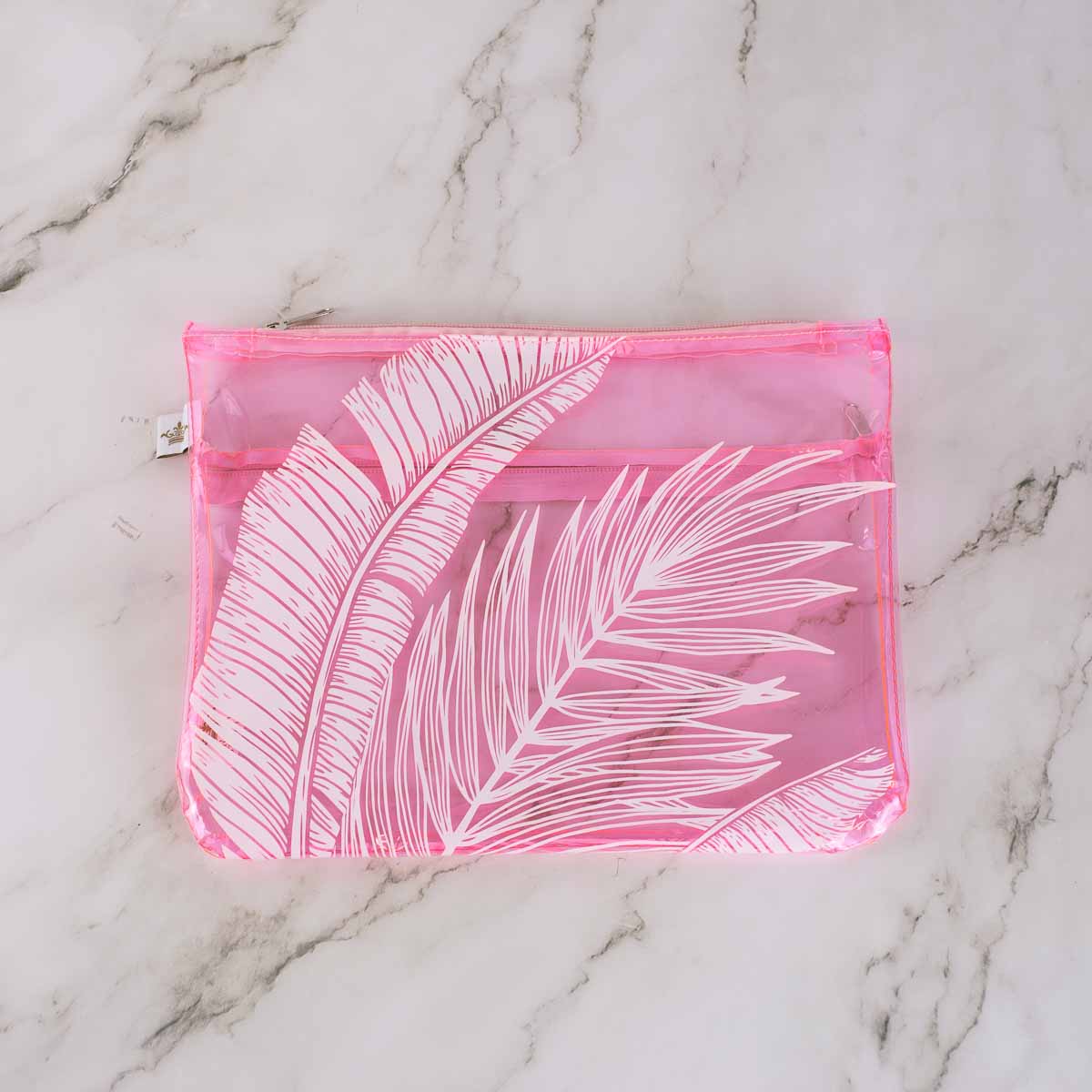 Delmare Palm Palisade Pouch in Light Pink