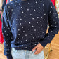 Fleece Babe Polka Dot Crew Neck Sweatshirt- Deep Navy
