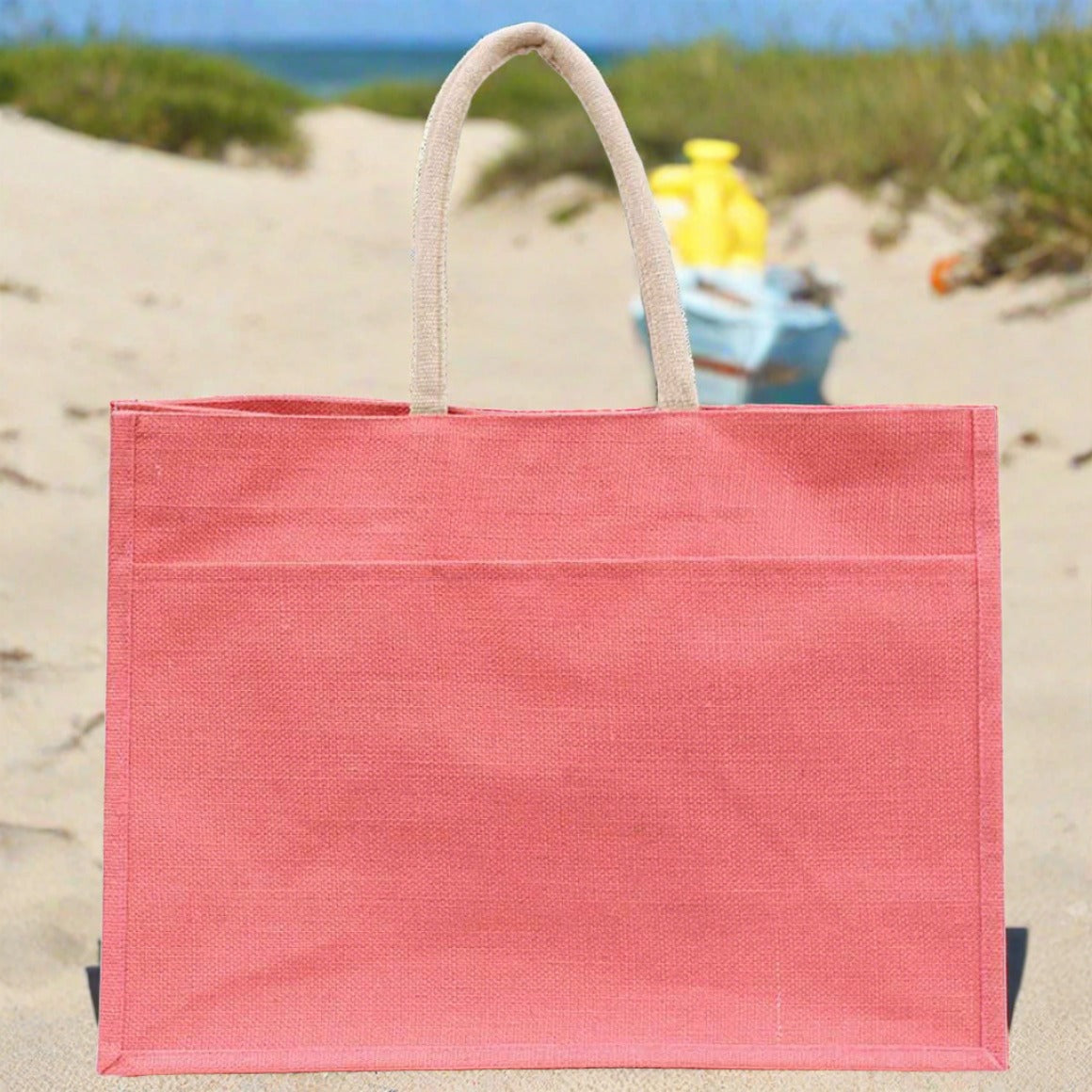 Jute Pocket Tote Coral