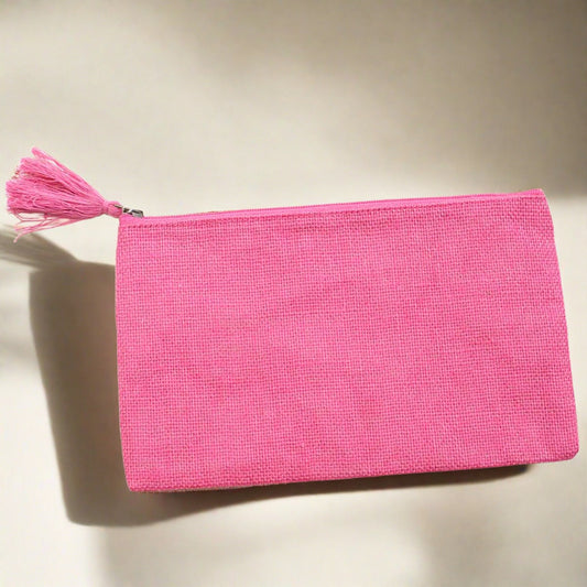 Jute Cosmetic Bag Hot Pink