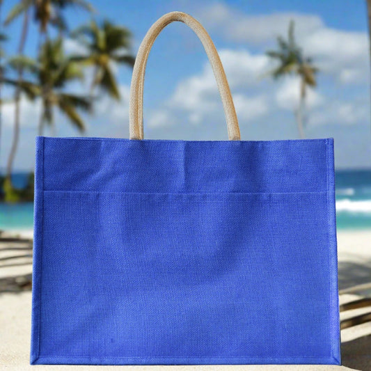 Jute Pocket Tote Lapis