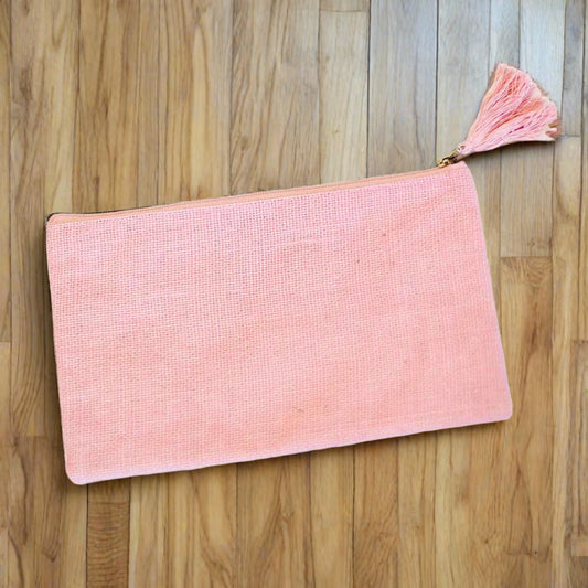 Jute Cosmetic Bag in Light Pink