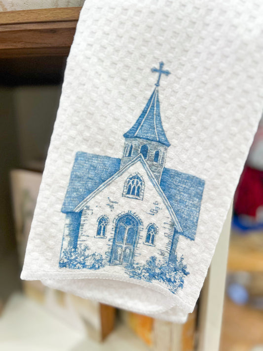 Blue Chinoiserie Church Hand Towel