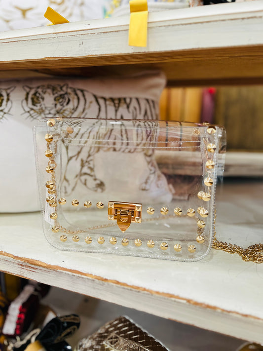 Gold Stud Clear Purse