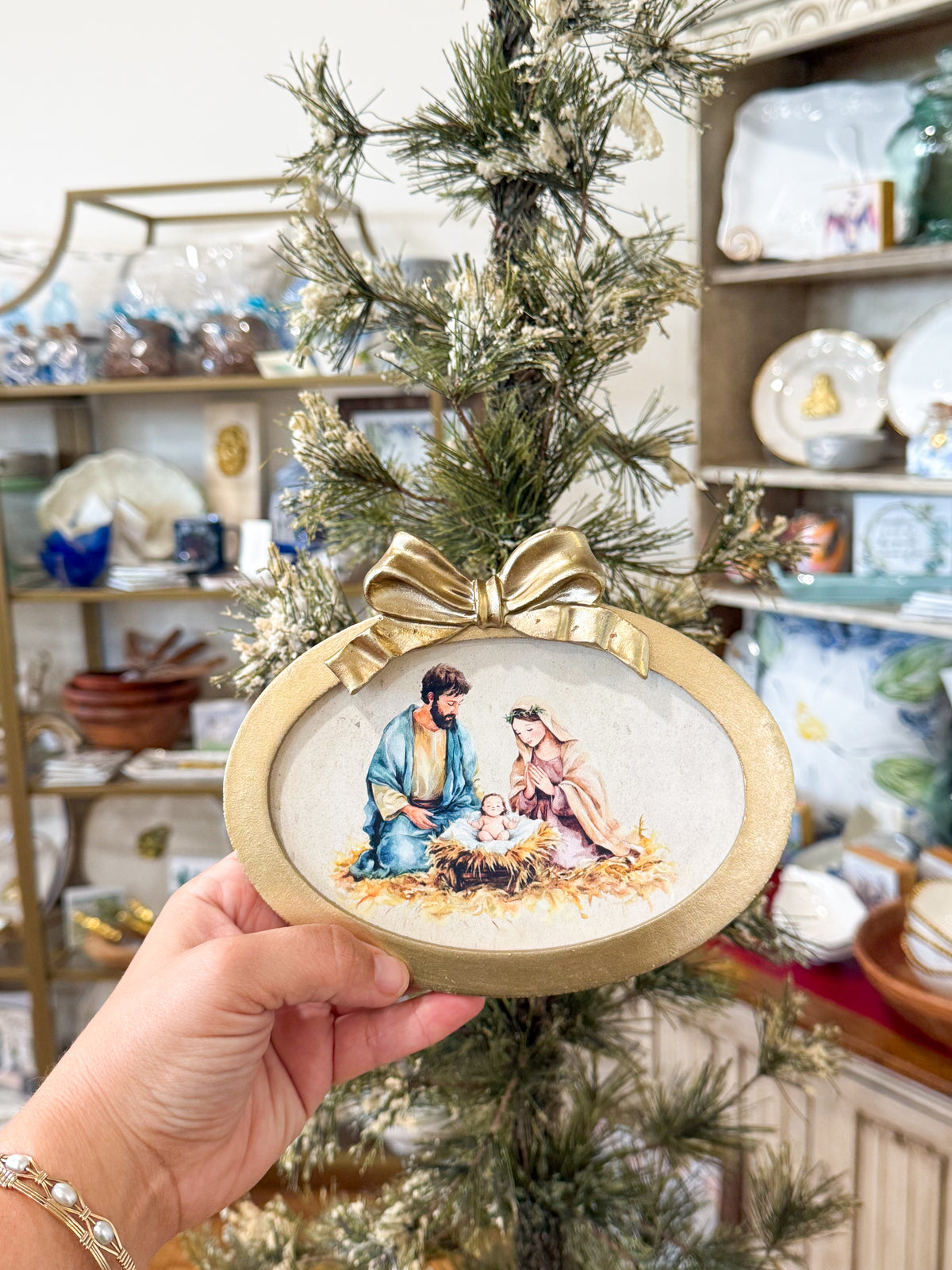 The Holy Family Nativity Frame with Bow