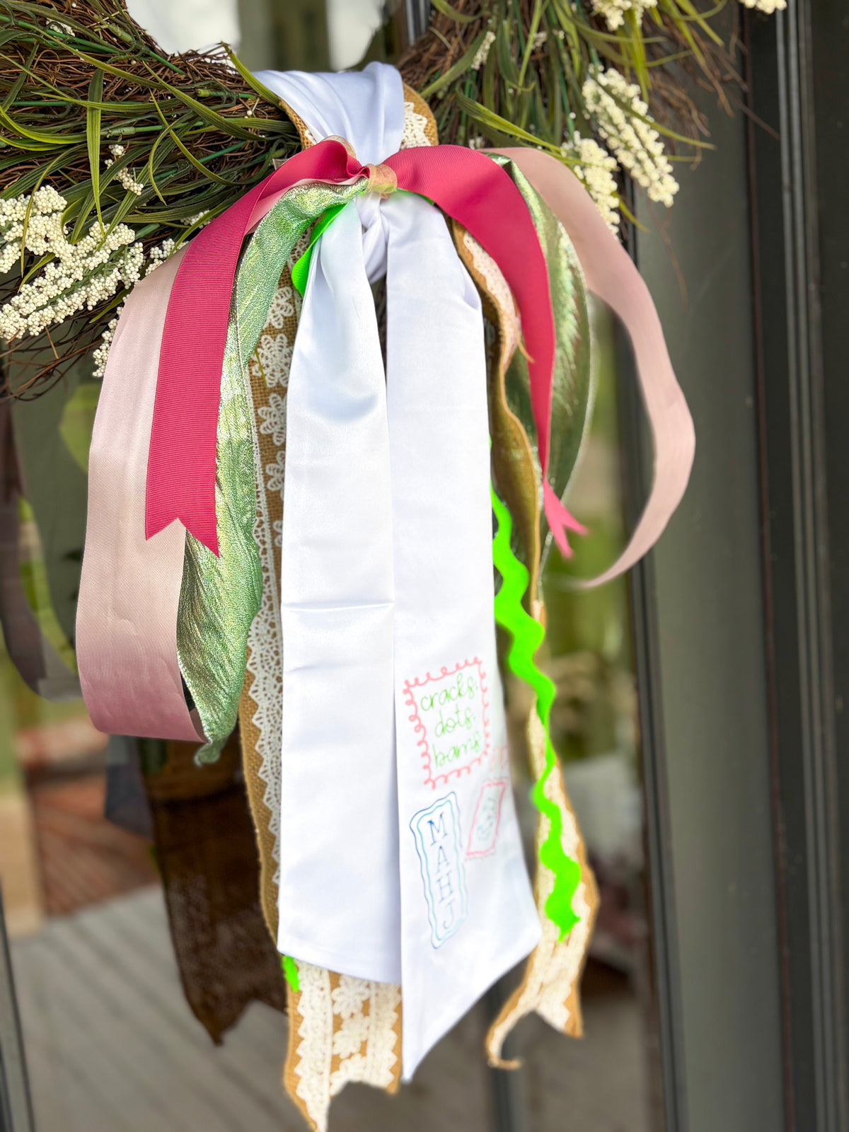 Cracks, Dots, Bams Wreath Sash