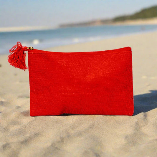 Jute Cosmetic Bag Red