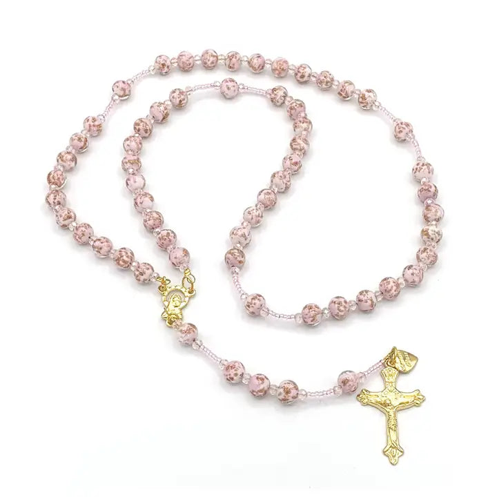 Pink Murano Glass Bead Rosary