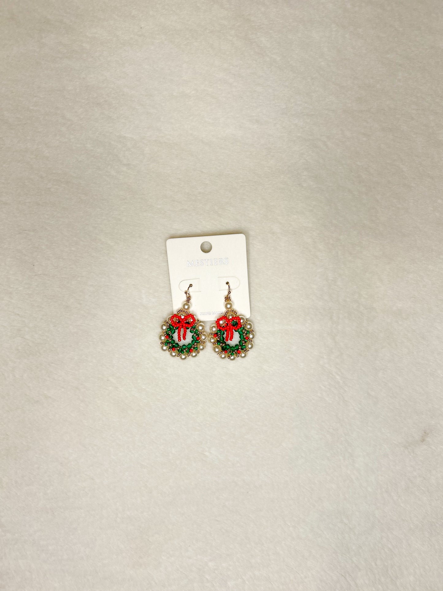 Jolly Pearl and Bow Wreath Earrings