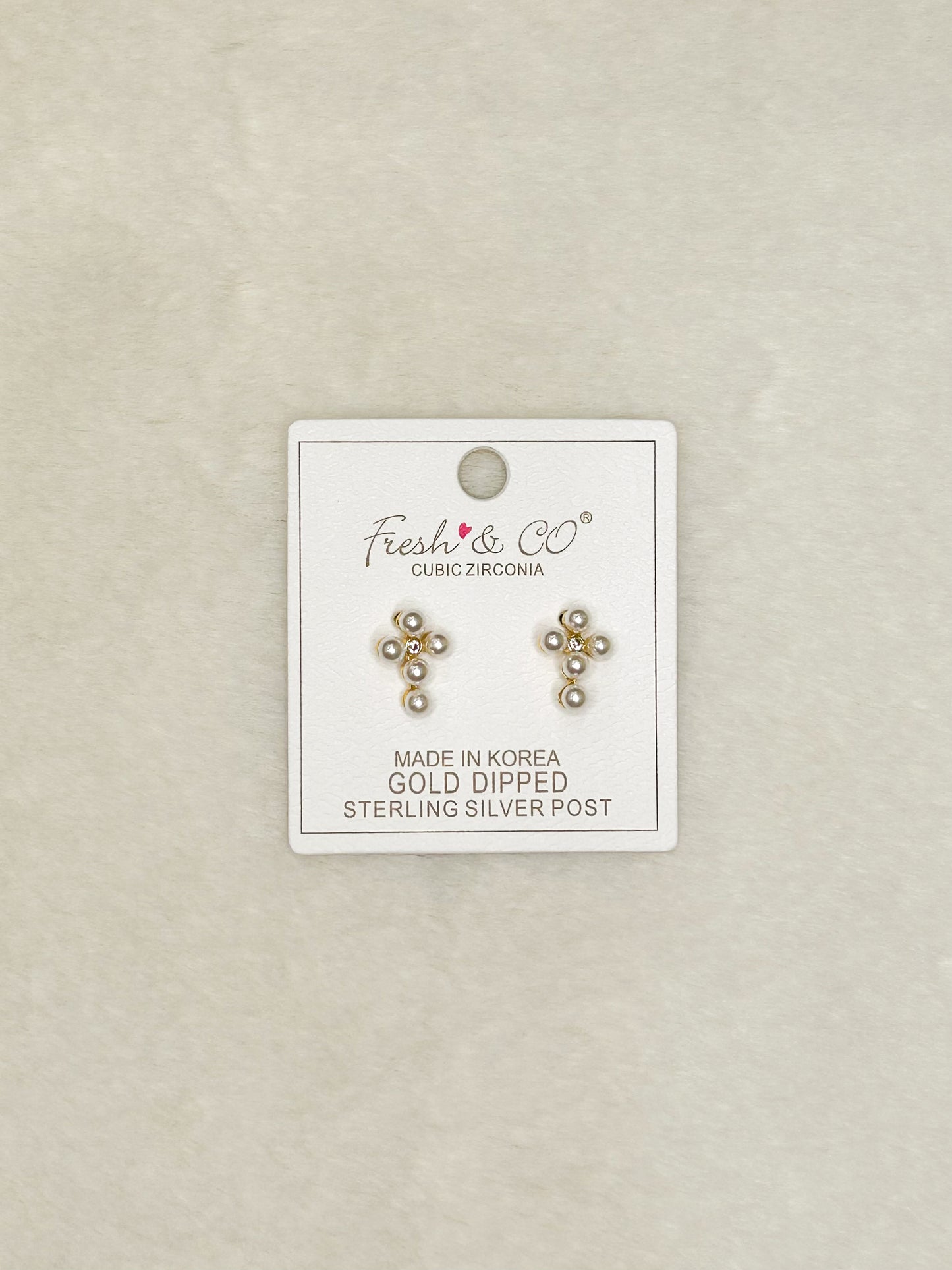 Pearls Cross Studs-- Simple Dainty Earrings