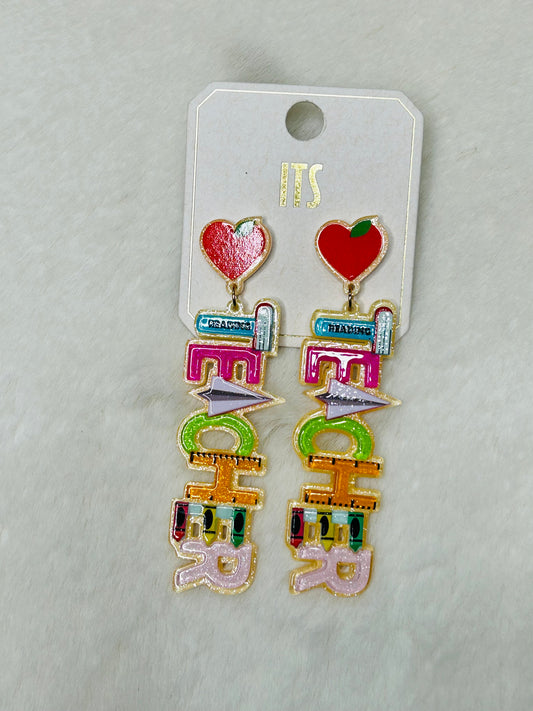 Fun TEACHER Letter Earrings