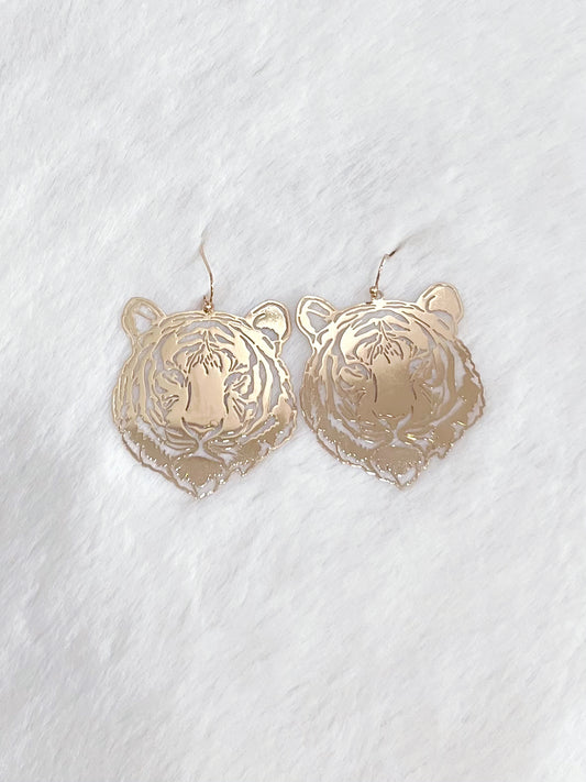 Gold Fierce Tiger Earrings