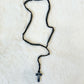 Black Wood Bead Rosary with Jesus Christ